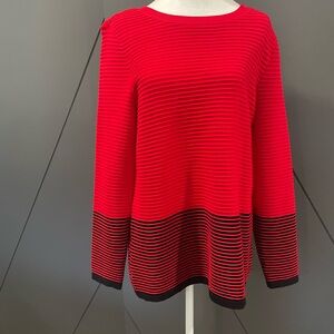 Charter Club Red and Black Ribbed Sweatshirt